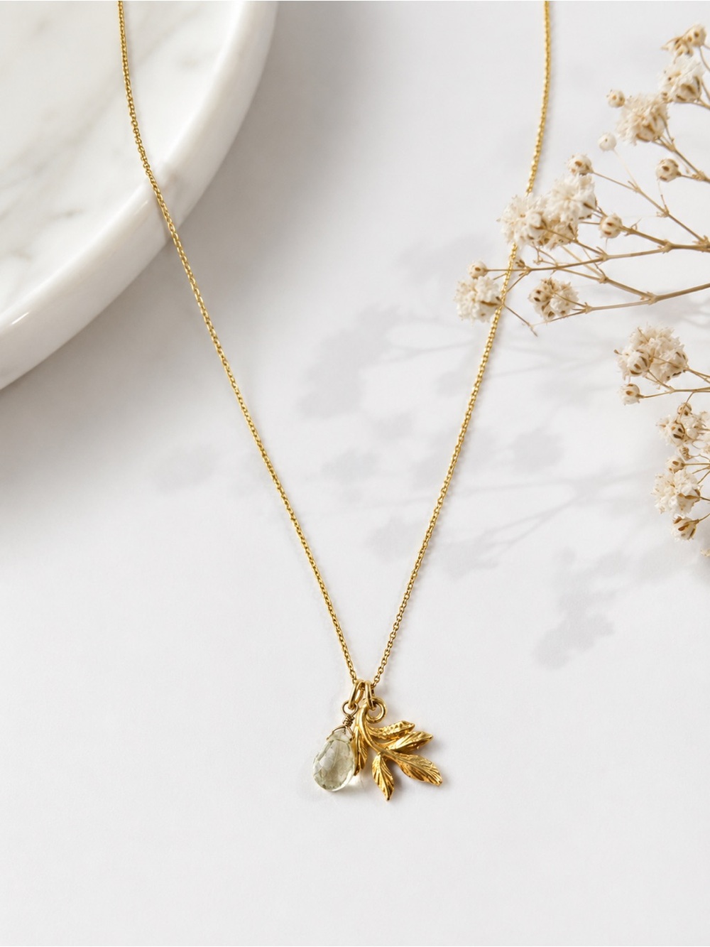David Aubrey Leaf Teardrop Pendant Necklace